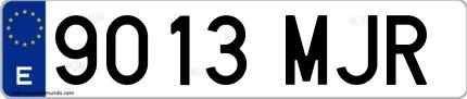 Ejemplo de matrícula española 9013 MJR