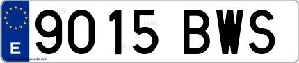 Ejemplo de matrícula de coche ordinaria 9015 BWS