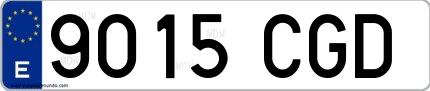 Ejemplo de matrícula española 9015 CGD