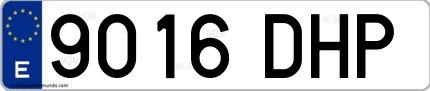 Ejemplo de matrícula española 9016 DHP