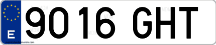 Ejemplo de matrícula de coche ordinaria 9016 GHT