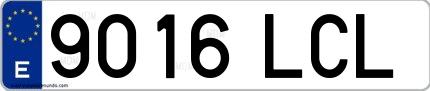 Ejemplo de matrícula de coche ordinaria 9016 LCL