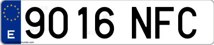 Ejemplo de matrícula de coche ordinaria 9016 NFC
