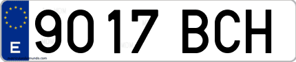 Ejemplo de matrícula de coche ordinaria 9017 BCH