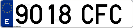 Ejemplo de matrícula de coche ordinaria 9018 CFC