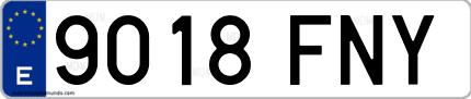 Ejemplo de matrícula de coche ordinaria 9018 FNY
