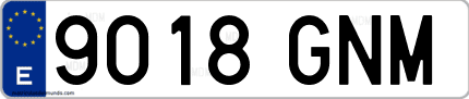 Ejemplo de matrícula de coche ordinaria 9018 GNM