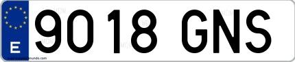 Ejemplo de matrícula española 9018 GNS