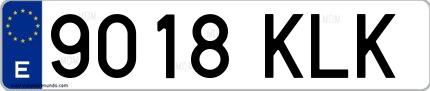 Ejemplo de matrícula de coche ordinaria 9018 KLK