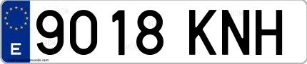 Ejemplo de matrícula española 9018 KNH