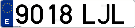 Ejemplo de matrícula de coche ordinaria 9018 LJL