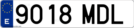 Ejemplo de matrícula de coche ordinaria 9018 MDL
