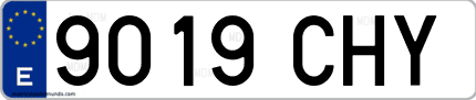Ejemplo de matrícula de coche ordinaria 9019 CHY