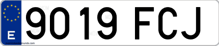 Ejemplo de matrícula de coche ordinaria 9019 FCJ