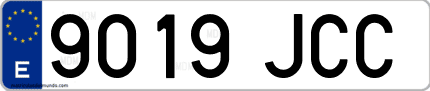Ejemplo de matrícula de coche ordinaria 9019 JCC
