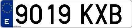 Ejemplo de matrícula española 9019 KXB