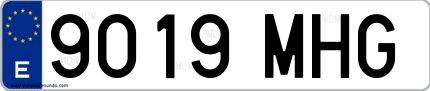 Ejemplo de matrícula española 9019 MHG