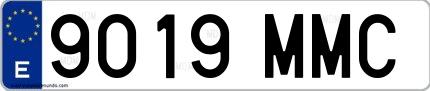 Ejemplo de matrícula española 9019 MMC