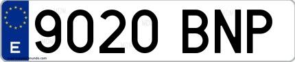Ejemplo de matrícula española 9020 BNP