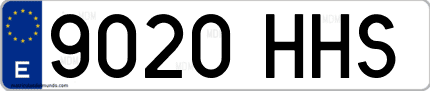 Ejemplo de matrícula de coche ordinaria 9020 HHS