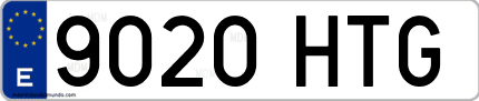 Ejemplo de matrícula de coche ordinaria 9020 HTG