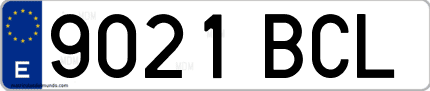 Ejemplo de matrícula de coche ordinaria 9021 BCL
