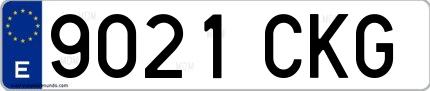 Ejemplo de matrícula de coche ordinaria 9021 CKG