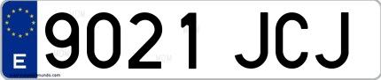 Ejemplo de matrícula española 9021 JCJ