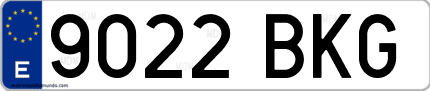 Ejemplo de matrícula de coche ordinaria 9022 BKG