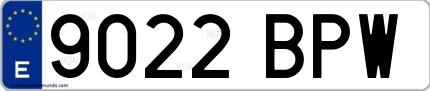 Ejemplo de matrícula española 9022 BPW