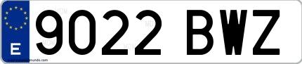 Ejemplo de matrícula española 9022 BWZ