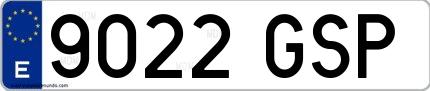 Ejemplo de matrícula española 9022 GSP