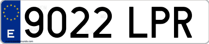 Ejemplo de matrícula de coche ordinaria 9022 LPR