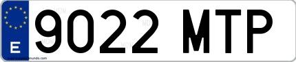 Ejemplo de matrícula española 9022 MTP