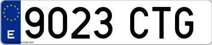 Ejemplo de matrícula española 9023 CTG