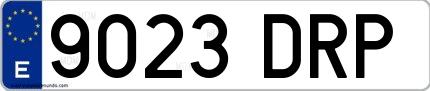Ejemplo de matrícula española 9023 DRP