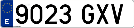 Ejemplo de matrícula de coche ordinaria 9023 GXV
