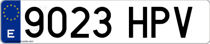 Ejemplo de matrícula de coche ordinaria 9023 HPV