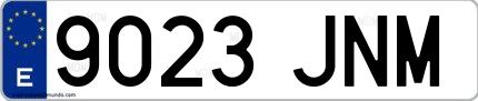 Ejemplo de matrícula española 9023 JNM
