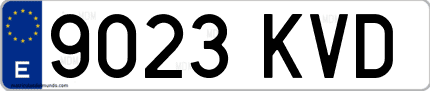 Ejemplo de matrícula de coche ordinaria 9023 KVD