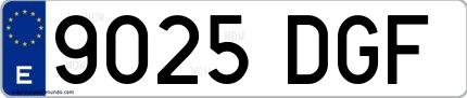 Ejemplo de matrícula española 9025 DGF