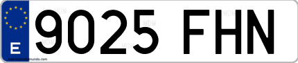 Ejemplo de matrícula de coche ordinaria 9025 FHN