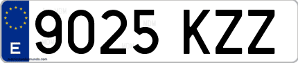 Ejemplo de matrícula de coche ordinaria 9025 KZZ