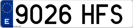Ejemplo de matrícula de coche ordinaria 9026 HFS