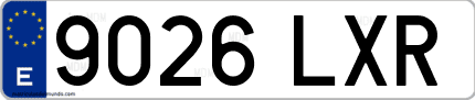 Ejemplo de matrícula de coche ordinaria 9026 LXR