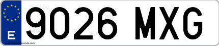 Ejemplo de matrícula de coche ordinaria 9026 MXG