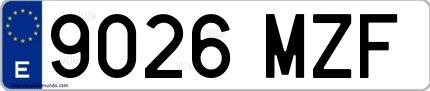 Ejemplo de matrícula española 9026 MZF