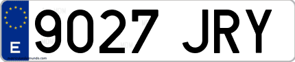 Ejemplo de matrícula de coche ordinaria 9027 JRY