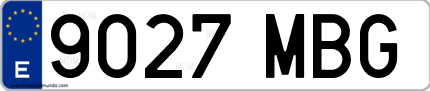 Ejemplo de matrícula de coche ordinaria 9027 MBG