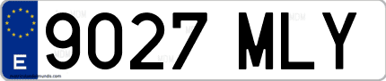 Ejemplo de matrícula de coche ordinaria 9027 MLY